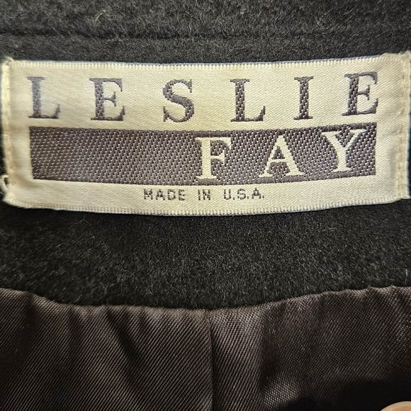 Leslie fay vintage black leopard print wool overcoat jacket womens size 10 - Picture 3 of 10